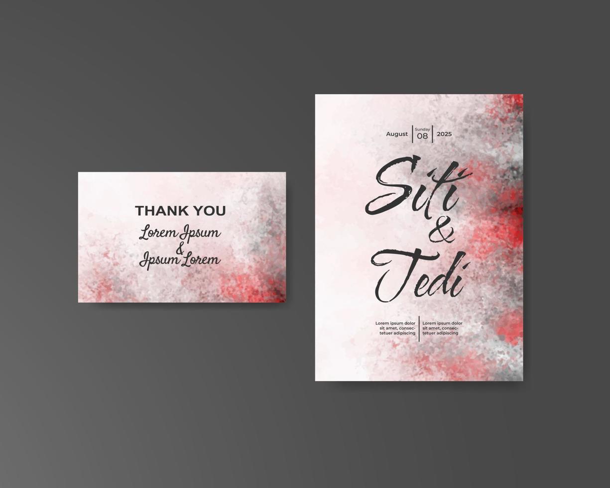 Wedding invitation with abstract watercolor background vector
