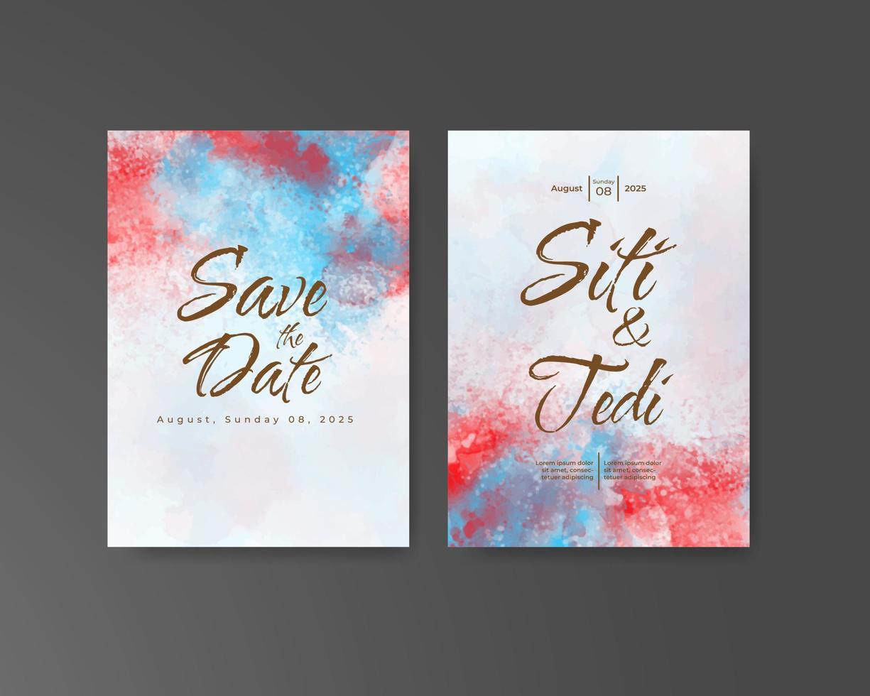 Wedding invitation with abstract watercolor background vector