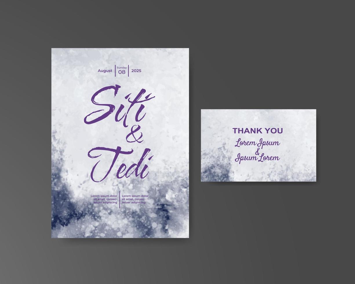 Wedding invitation with abstract watercolor background vector