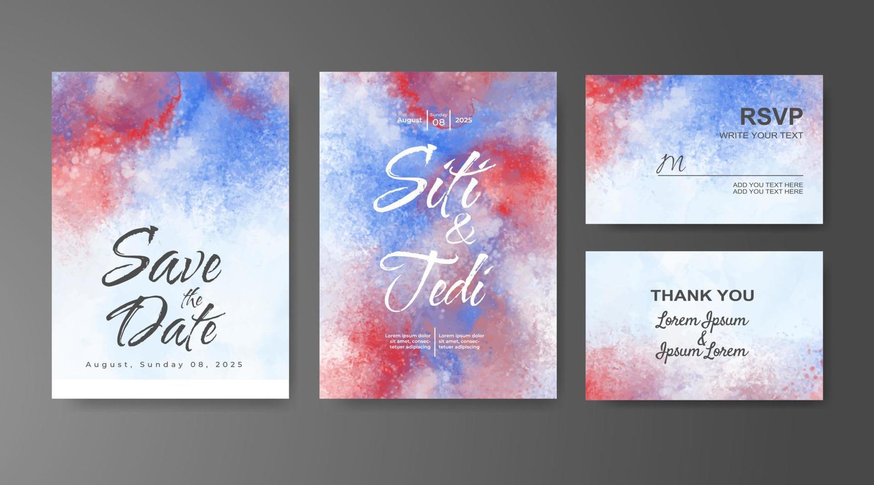 Wedding invitation with abstract watercolor background vector