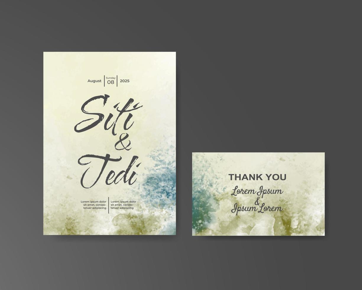 Wedding invitation with abstract watercolor background vector