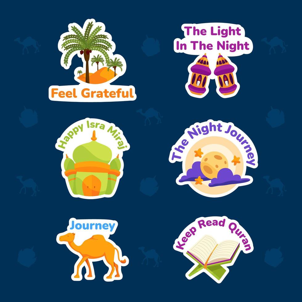 Cartoon Stylized Isra Miraj Sticker vector