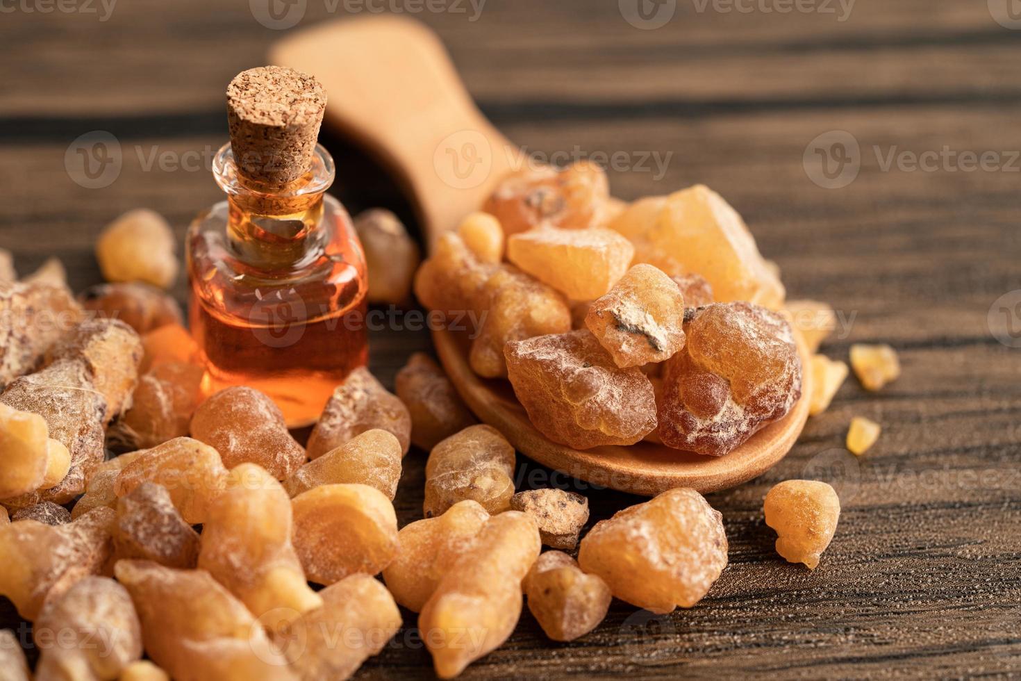 Frankincense or olibanum aromatic resin used in incense and perfumes. photo