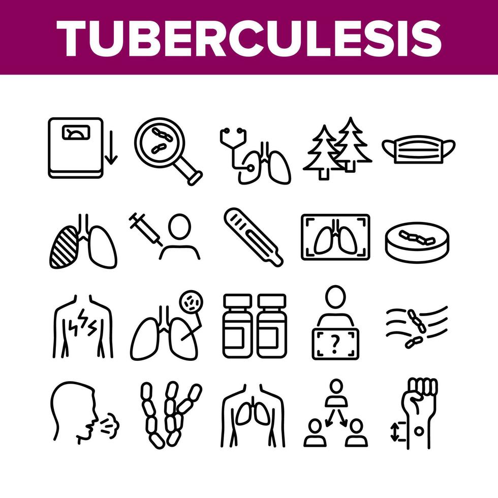 Tuberculosis Disease Collection Icons Set Vector