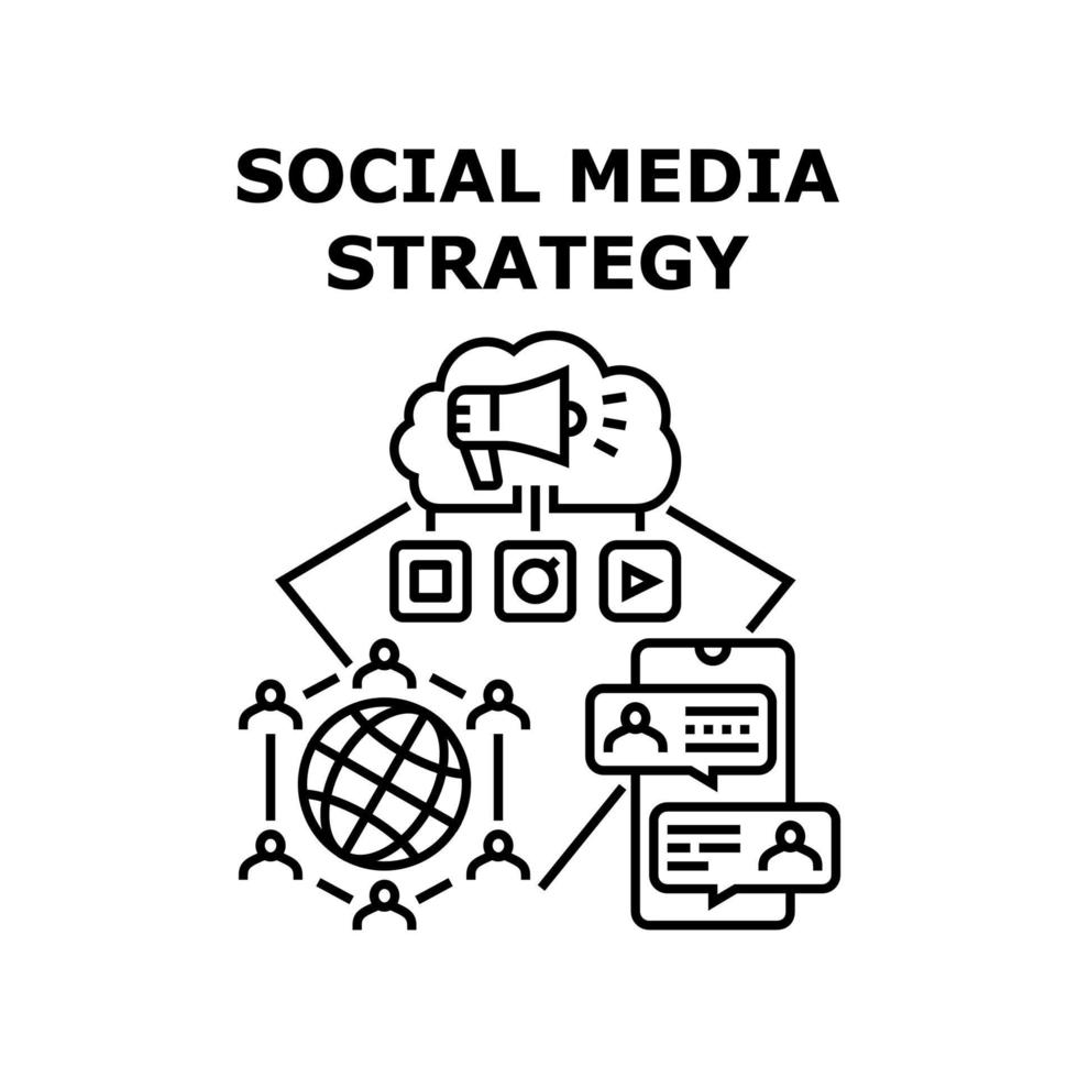 Social Media Strategy Vector Black Illustration 18773675 Vector Art at