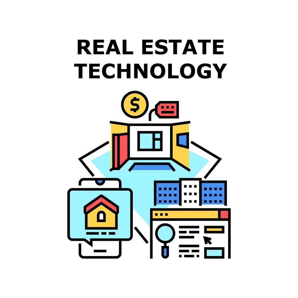 Real Estate Technology Vector Color Illustration