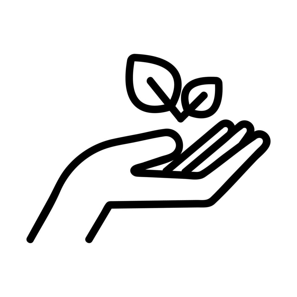 leaf in the hand icon vector. Isolated contour symbol illustration vector