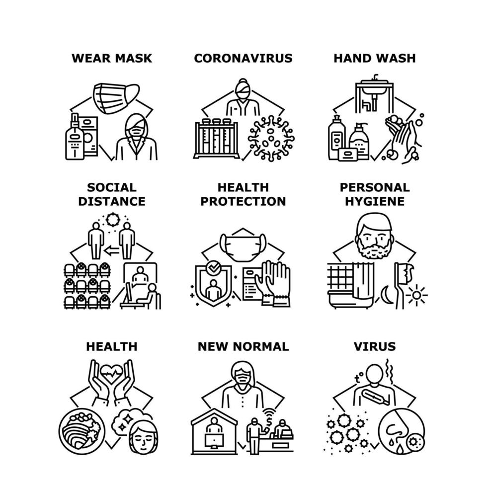 Health Protection Set Icons Vector Illustrations