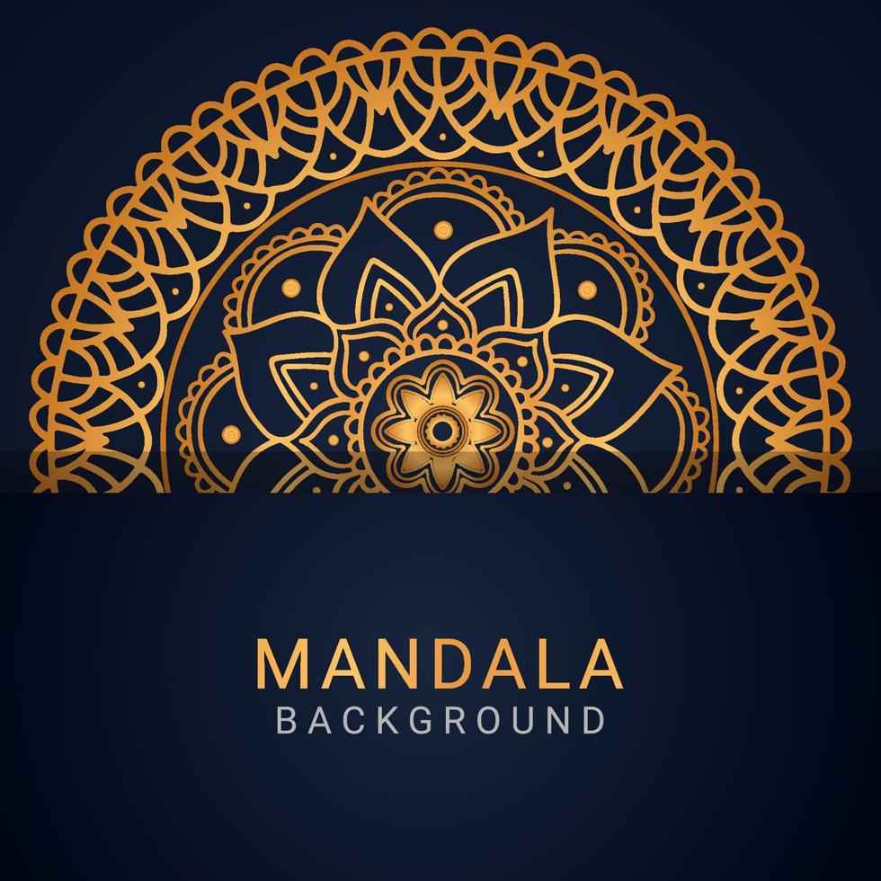 luxury mandala golden with a black background elegant design vector