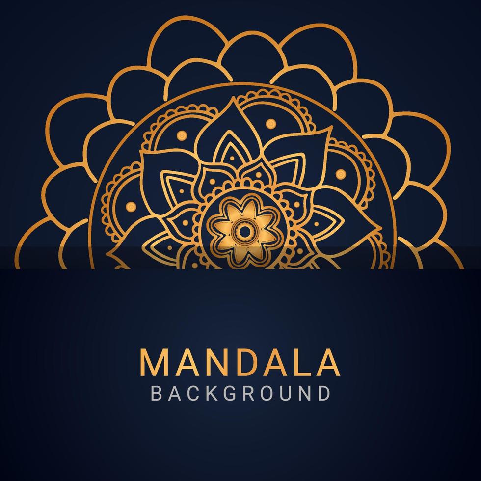 mandala de lujo dorado con un diseño elegante de fondo negro vector