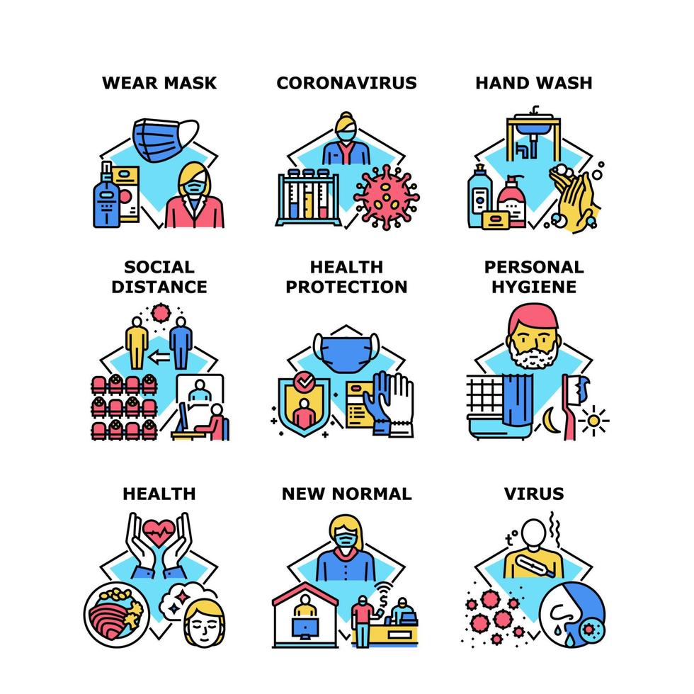 Health Protection Set Icons Vector Illustrations