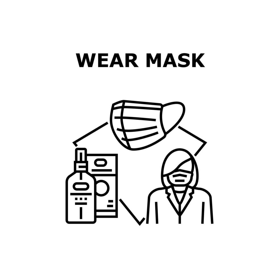 Wearing Mask Vector Concept Black Illustration