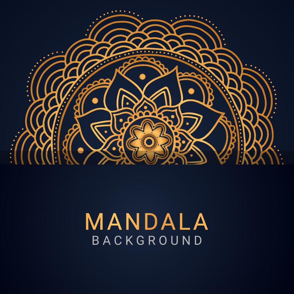 mandala de lujo dorado con un diseño elegante de fondo negro vector