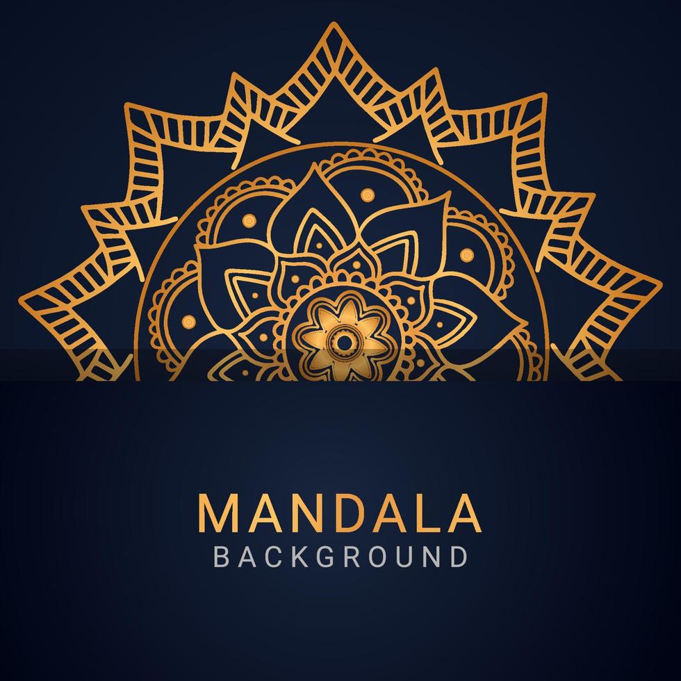 luxury mandala golden with a black background elegant design vector