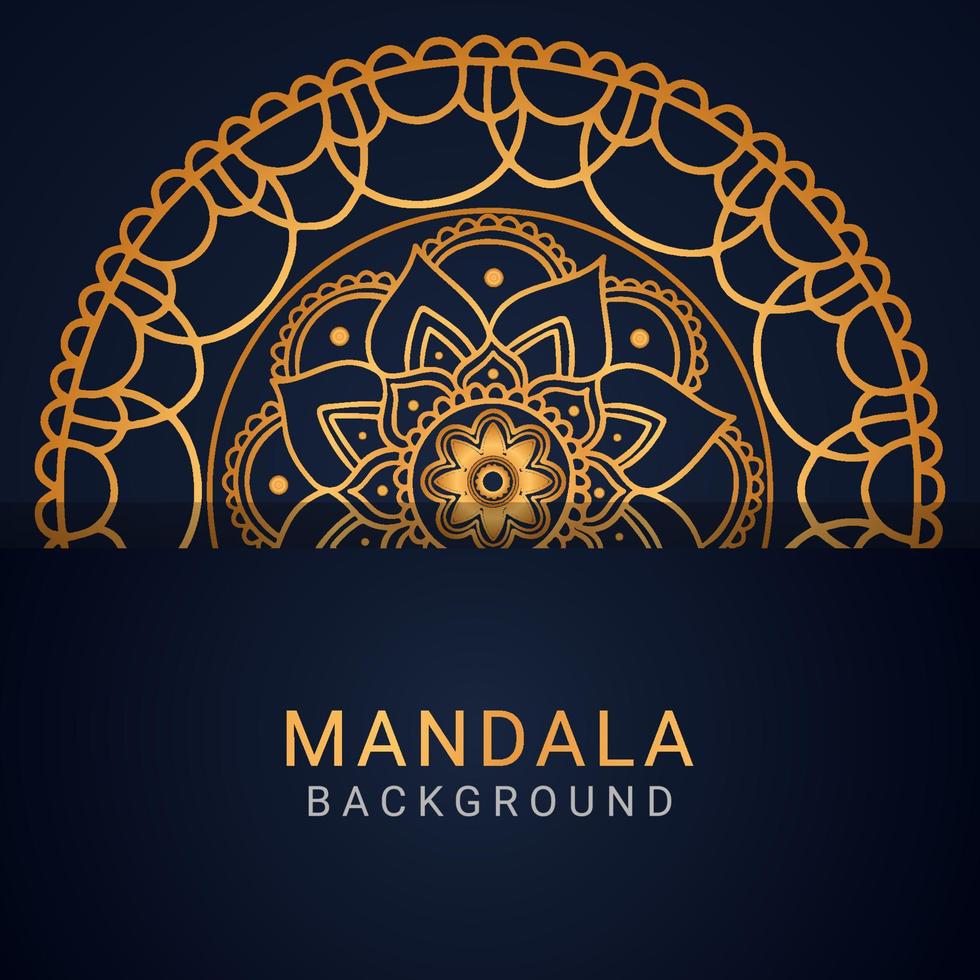 mandala de lujo dorado con un diseño elegante de fondo negro vector