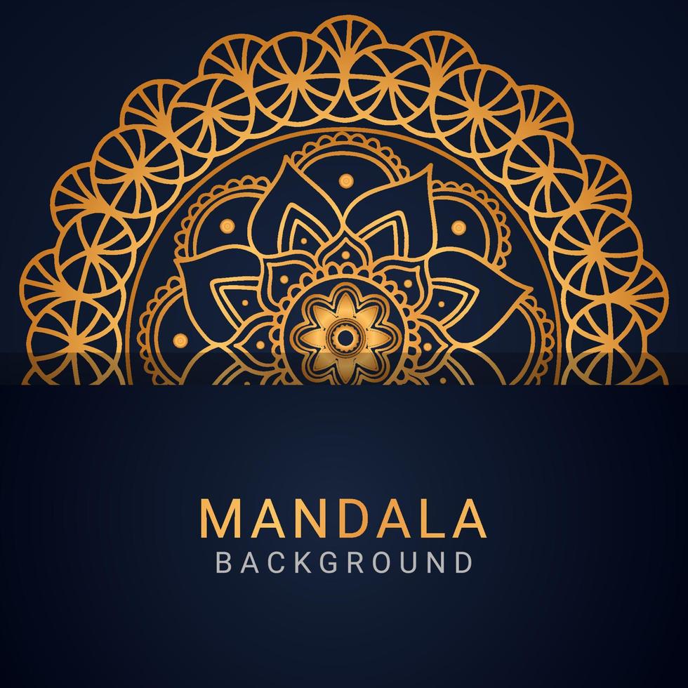 luxury mandala golden with a black background elegant design vector