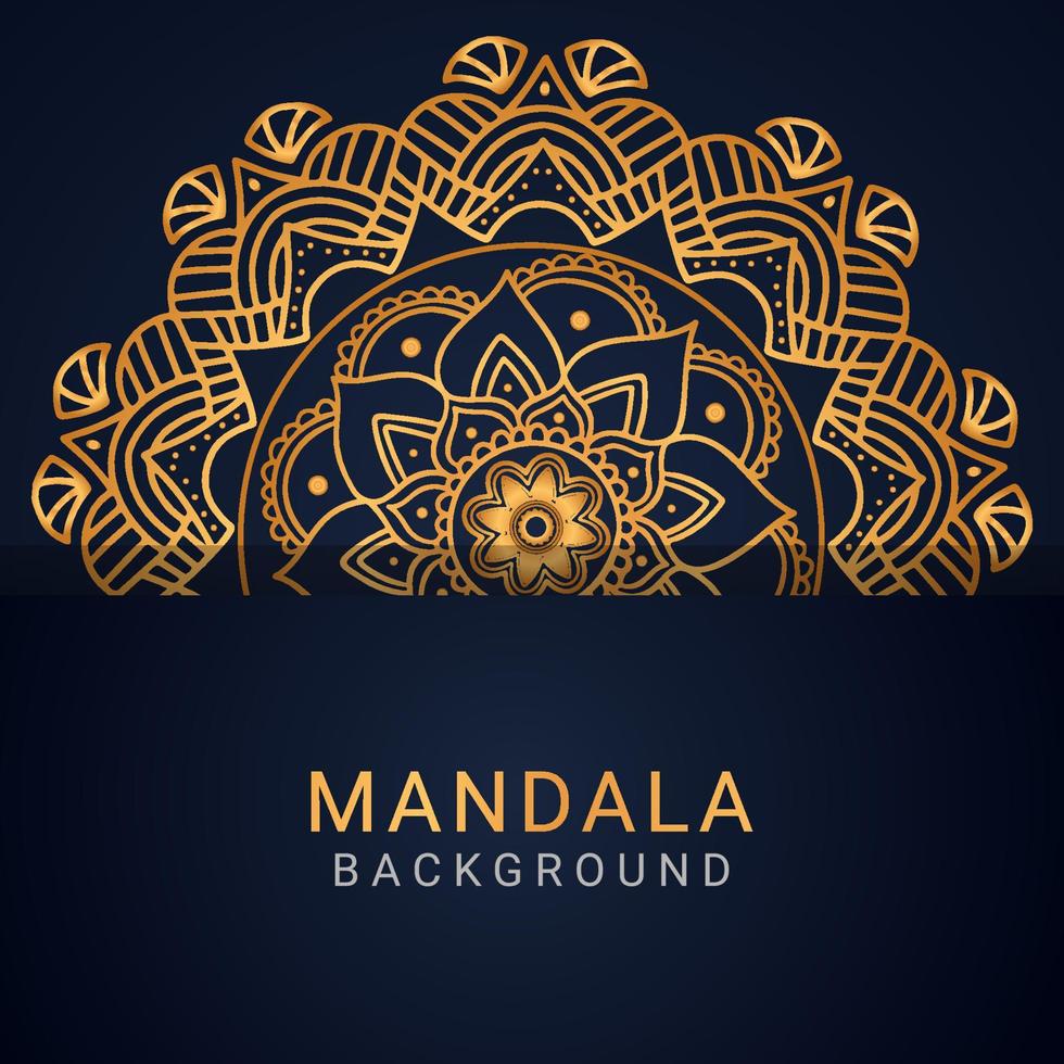 mandala de lujo dorado con un diseño elegante de fondo negro vector