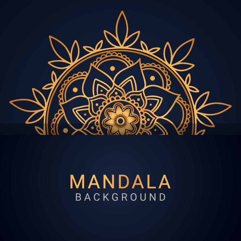 mandala de lujo dorado con un diseño elegante de fondo negro vector