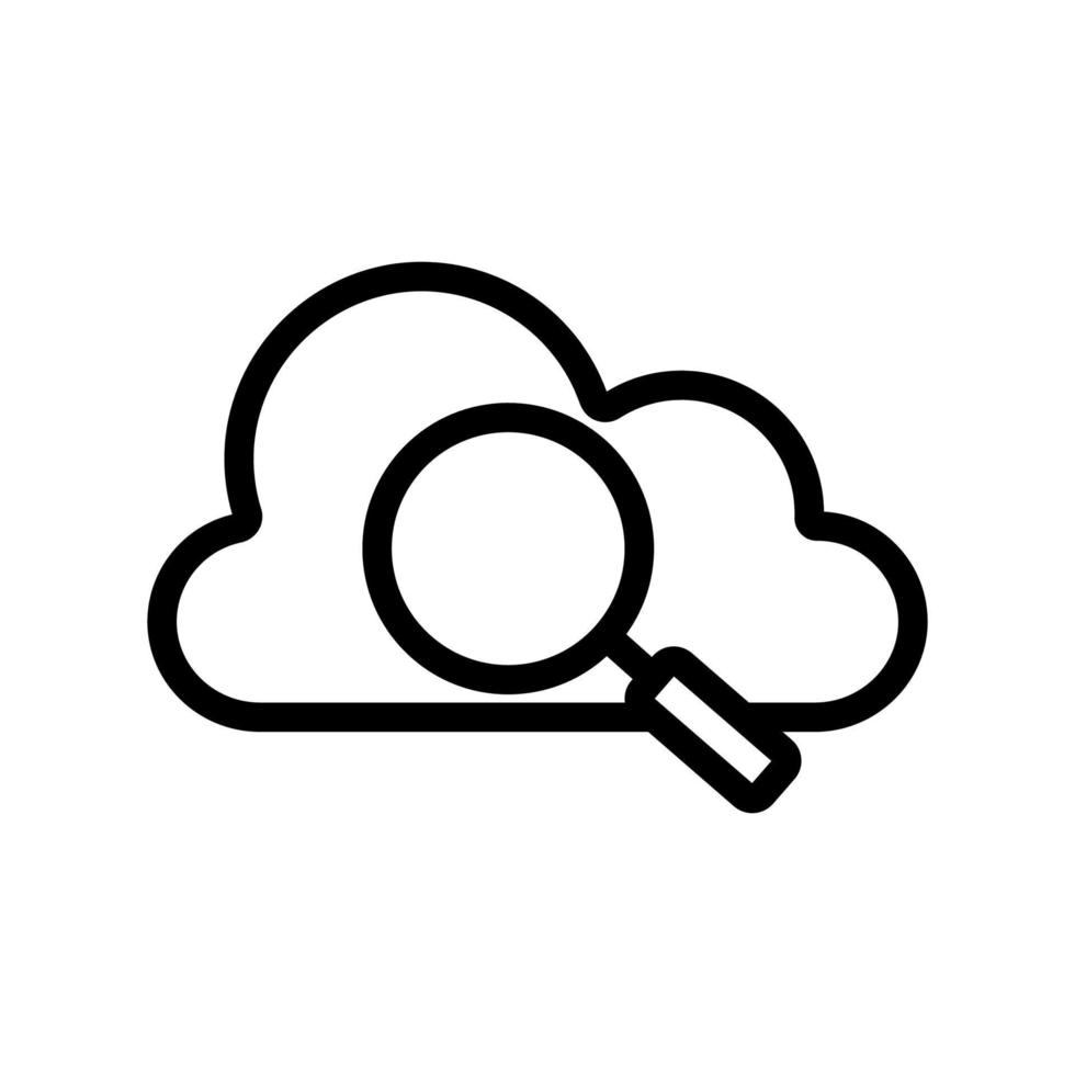 vector de icono de nube de búsqueda. ilustración de símbolo de contorno aislado