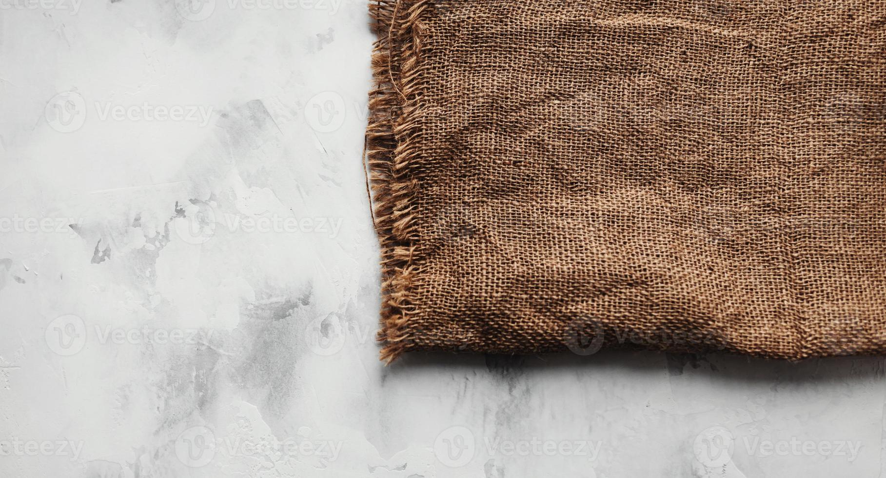 Burlap texture on table photo