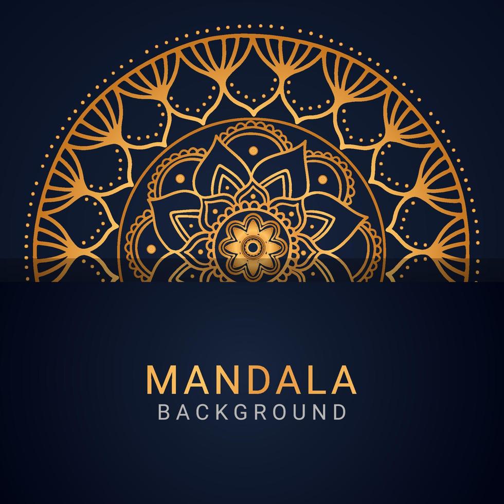 mandala de lujo dorado con un diseño elegante de fondo negro vector