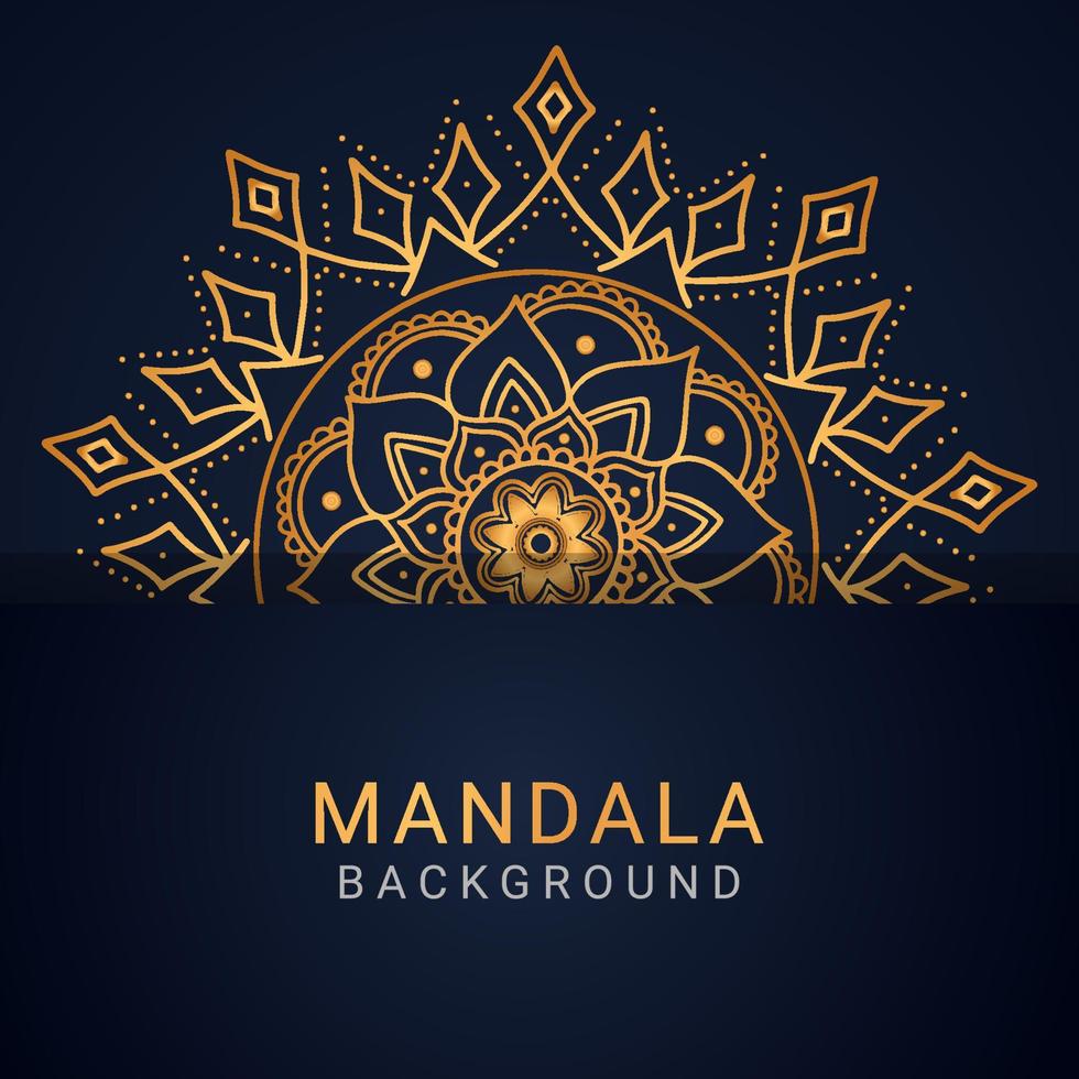 mandala de lujo dorado con un diseño elegante de fondo negro vector