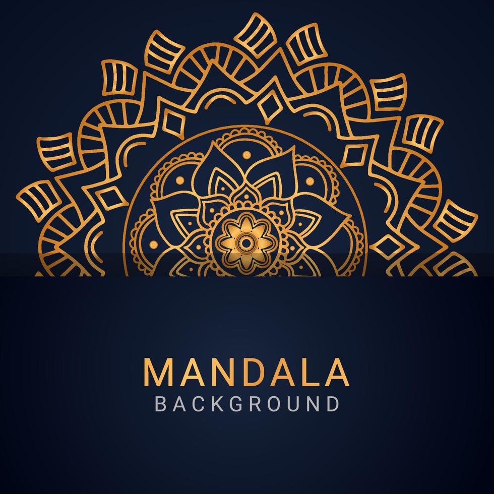 luxury mandala golden with a black background elegant design vector