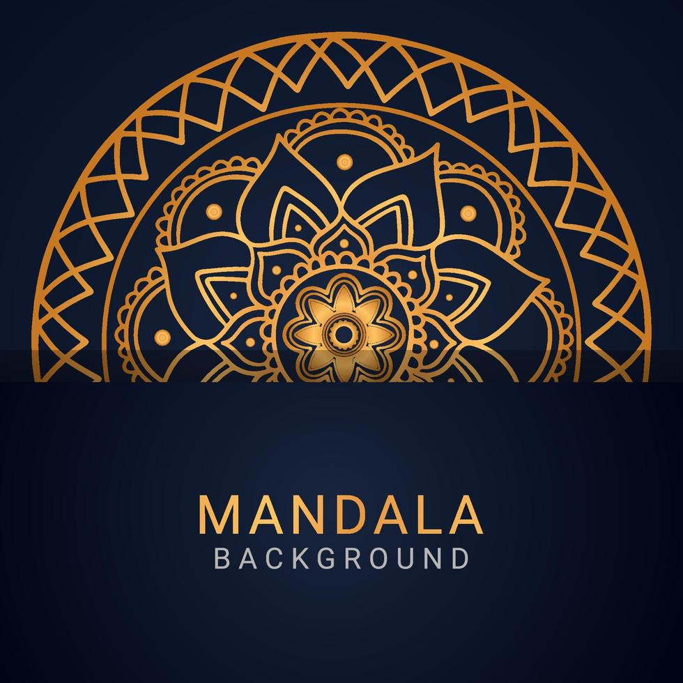 mandala de lujo dorado con un diseño elegante de fondo negro vector