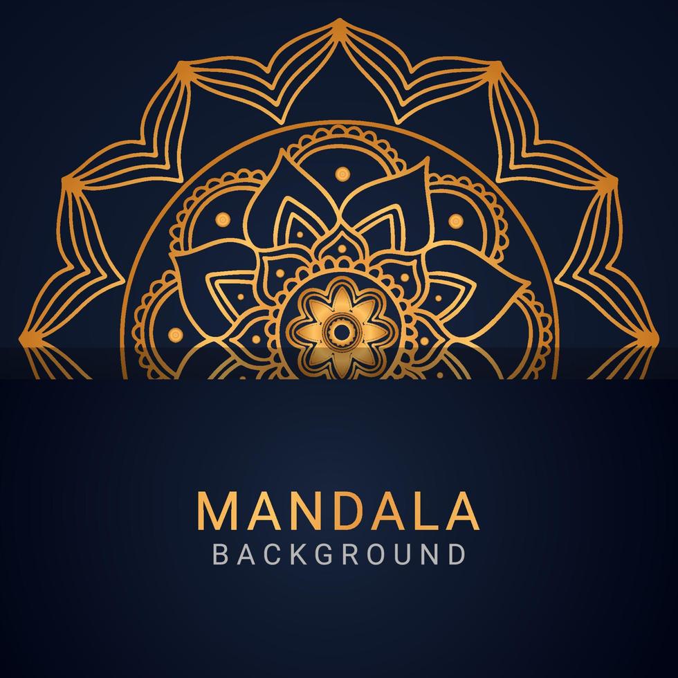 luxury mandala golden with a black background elegant design vector