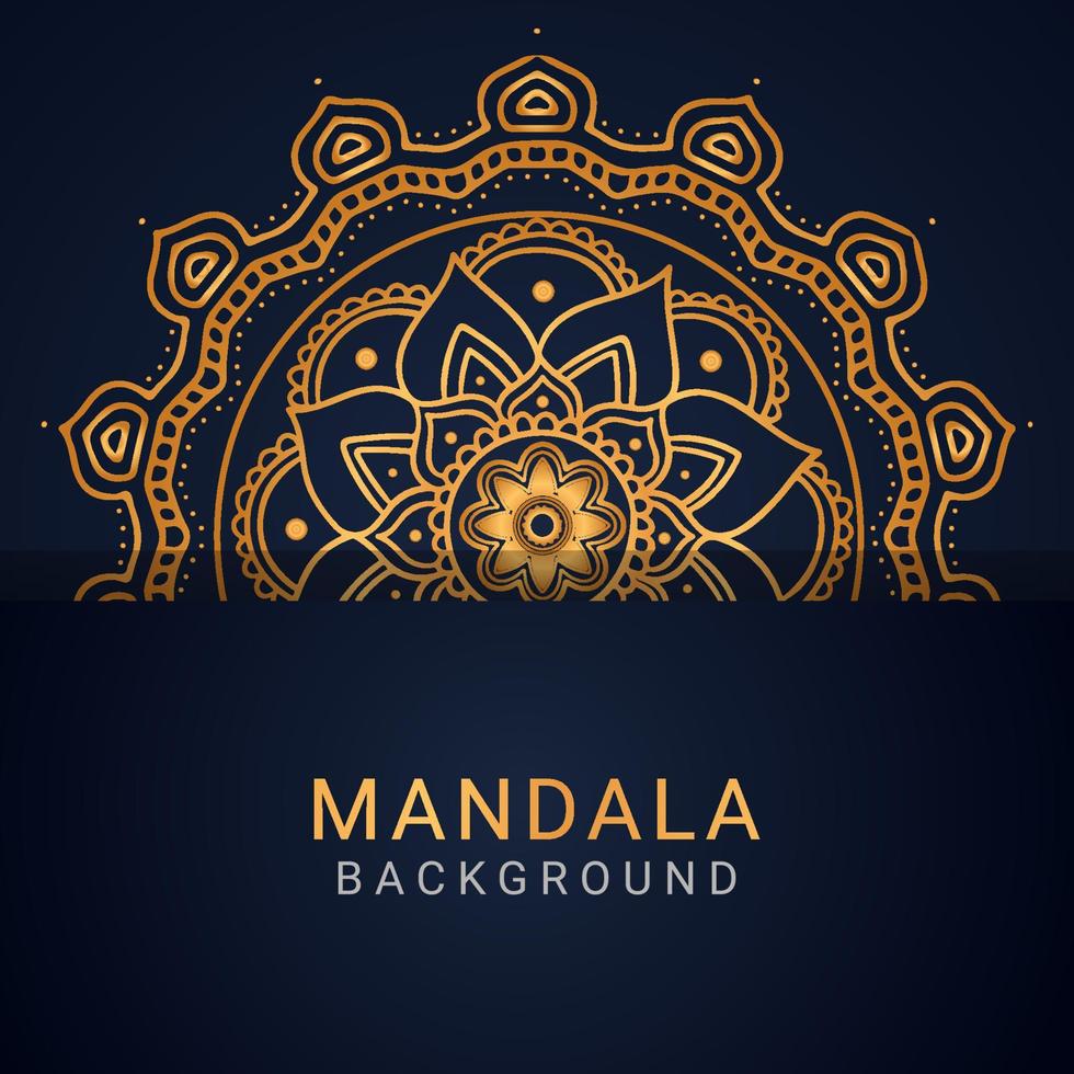 mandala de lujo dorado con un diseño elegante de fondo negro vector