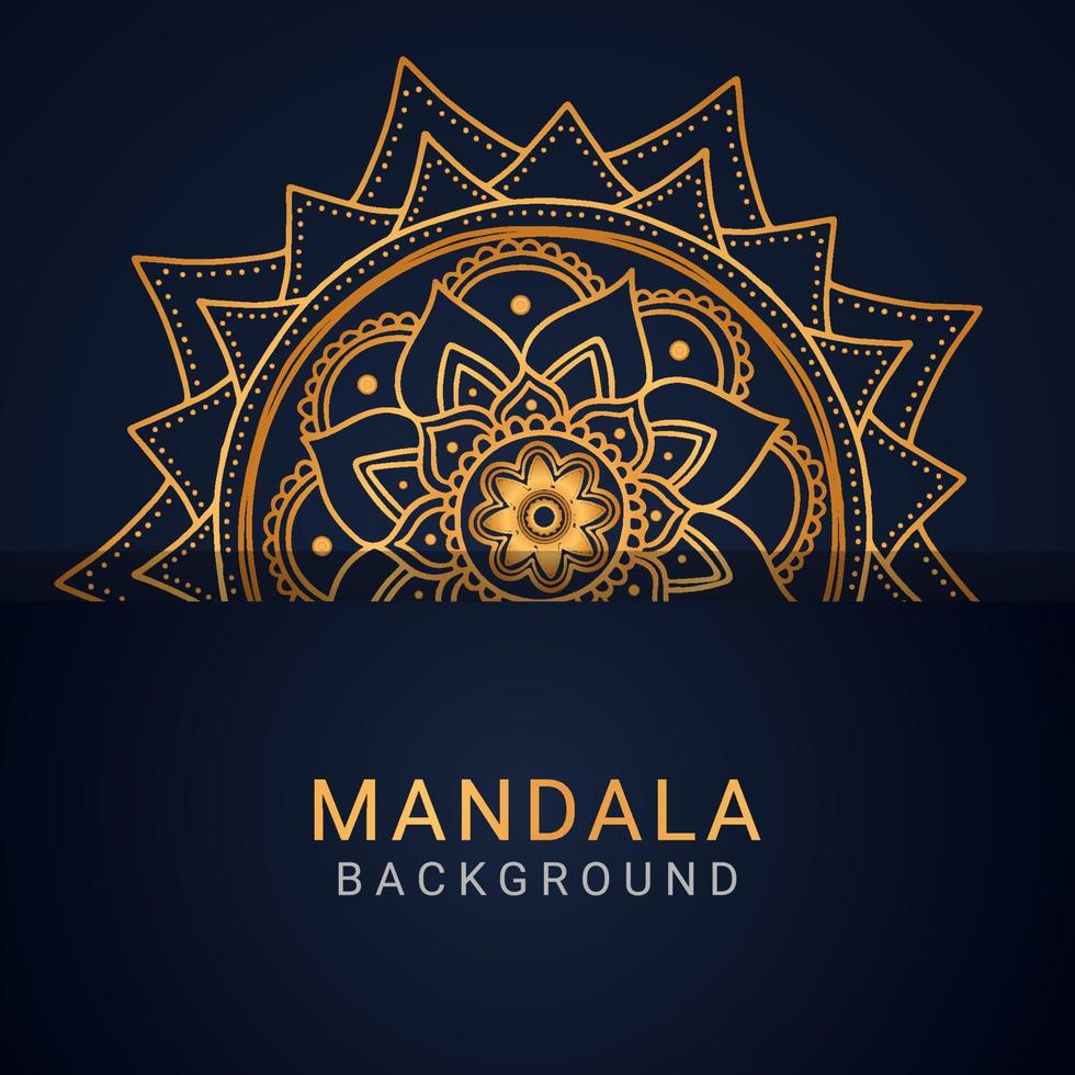 luxury mandala golden with a black background elegant design vector