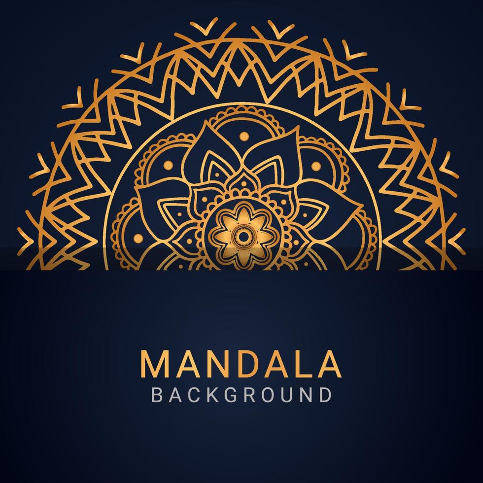 luxury mandala golden with a black background elegant design vector