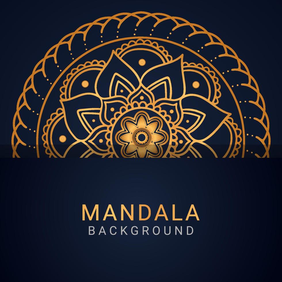 luxury mandala golden with a black background elegant design vector