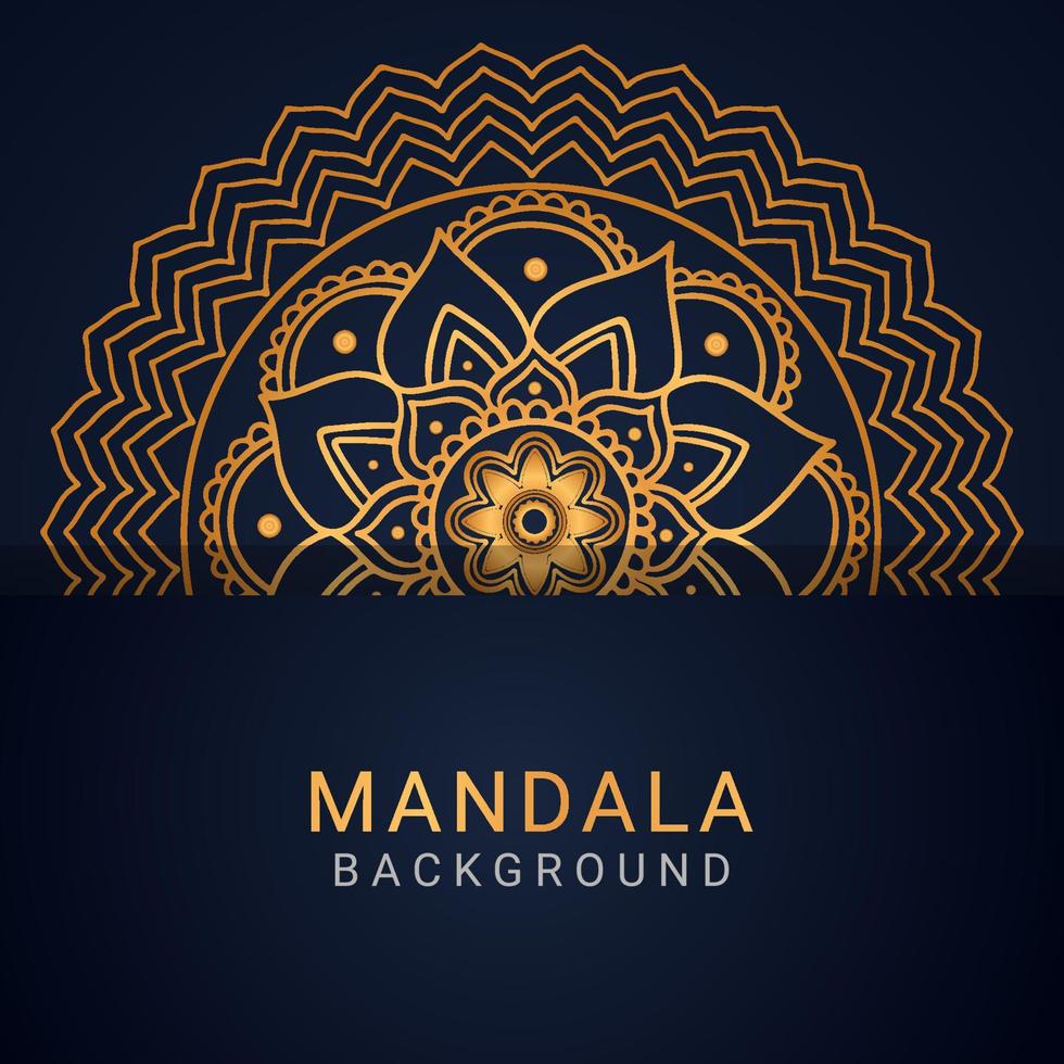 luxury mandala golden with a black background elegant design vector