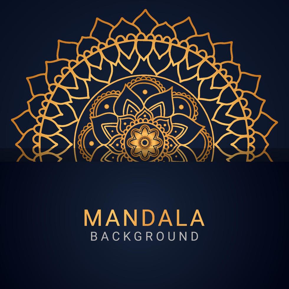 mandala de lujo dorado con un diseño elegante de fondo negro vector