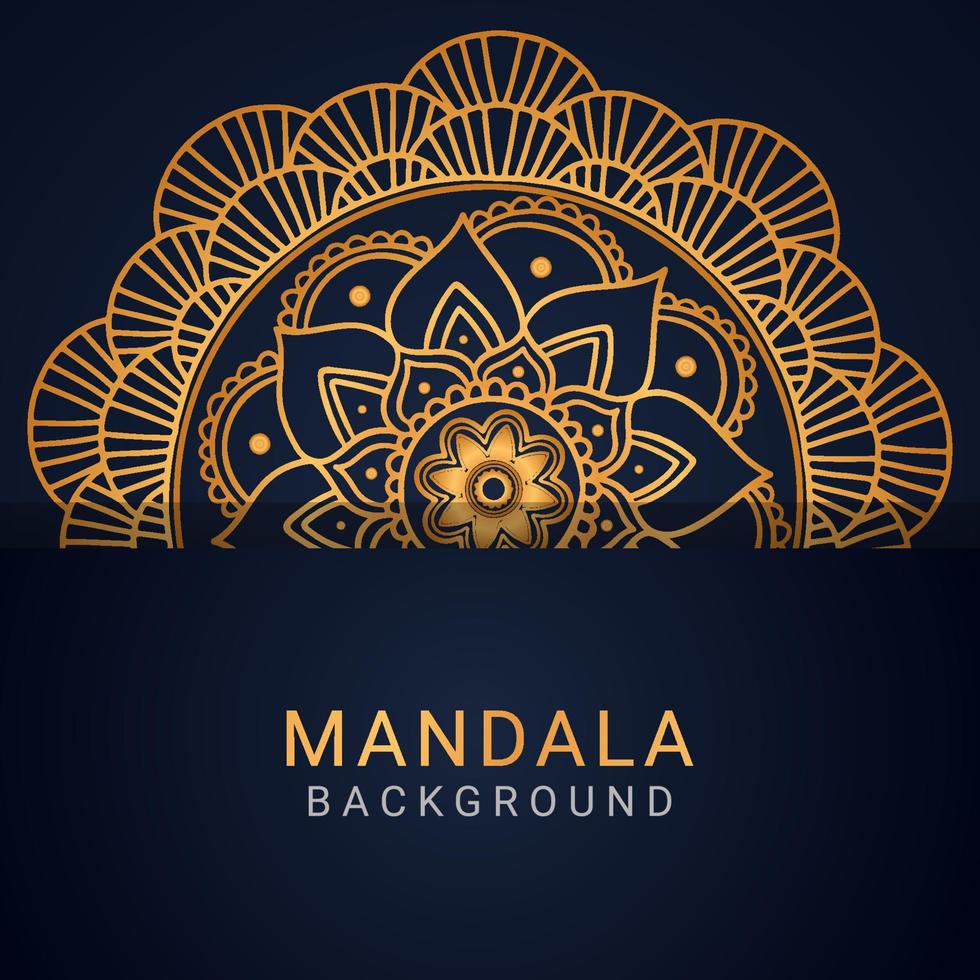 mandala de lujo dorado con un diseño elegante de fondo negro vector