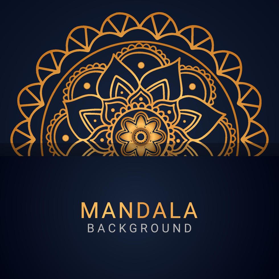 luxury mandala golden with a black background elegant design vector