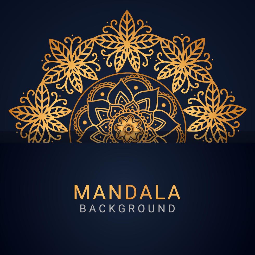 luxury mandala golden with a black background elegant design vector