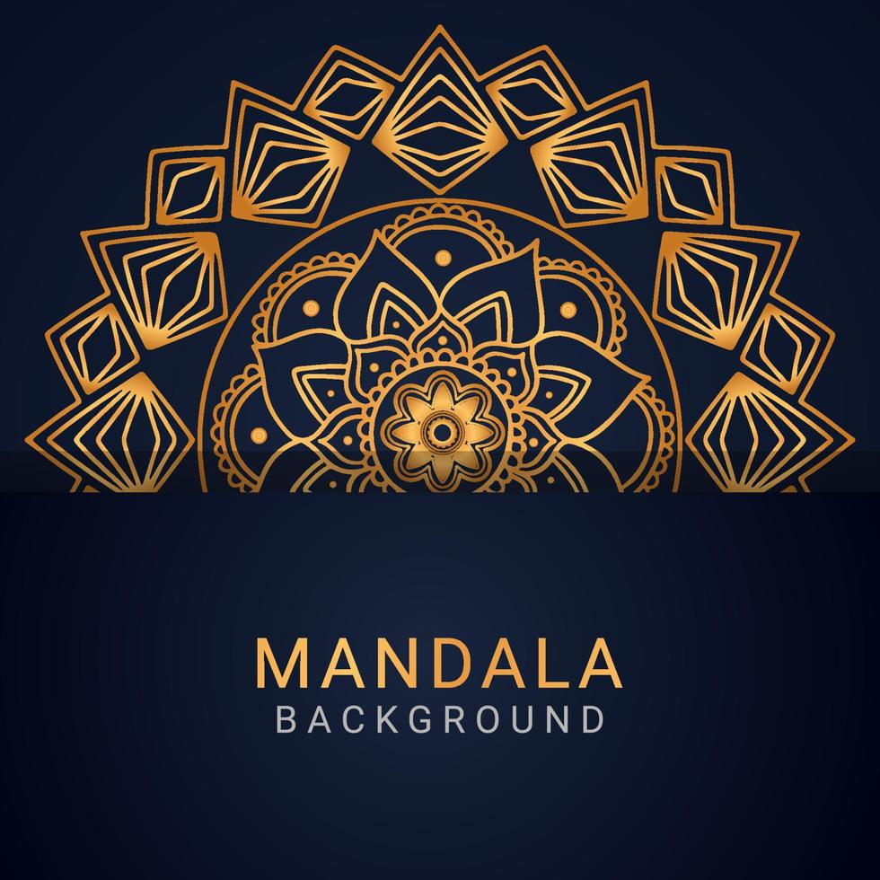 mandala de lujo dorado con un diseño elegante de fondo negro vector