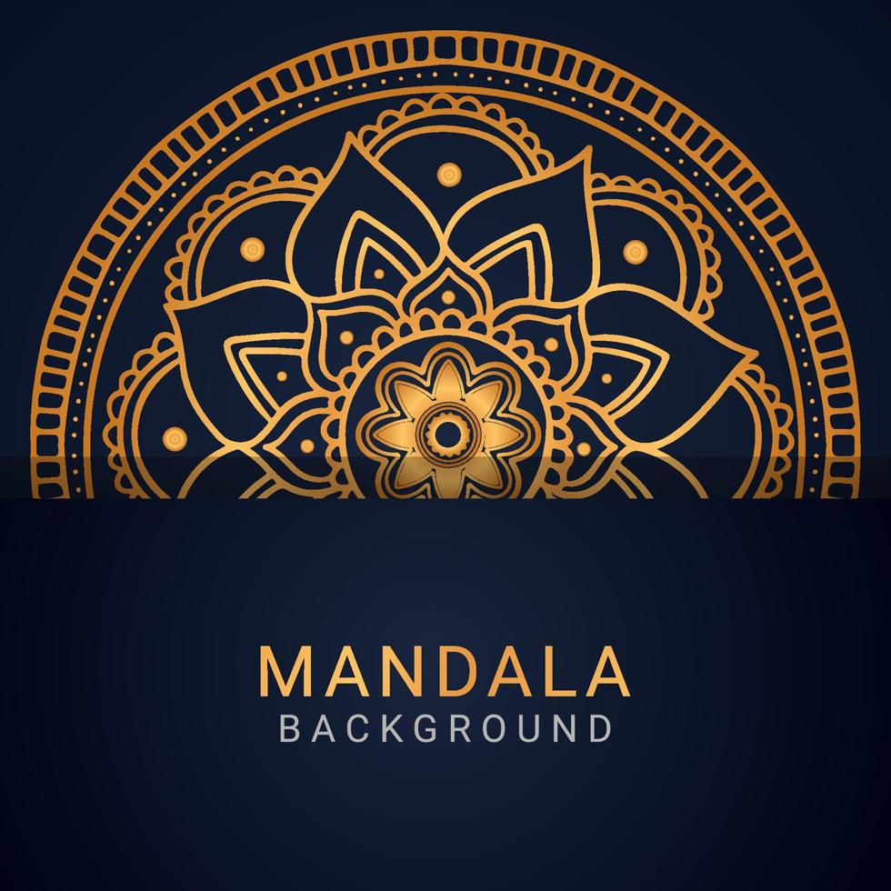 mandala de lujo dorado con un diseño elegante de fondo negro vector