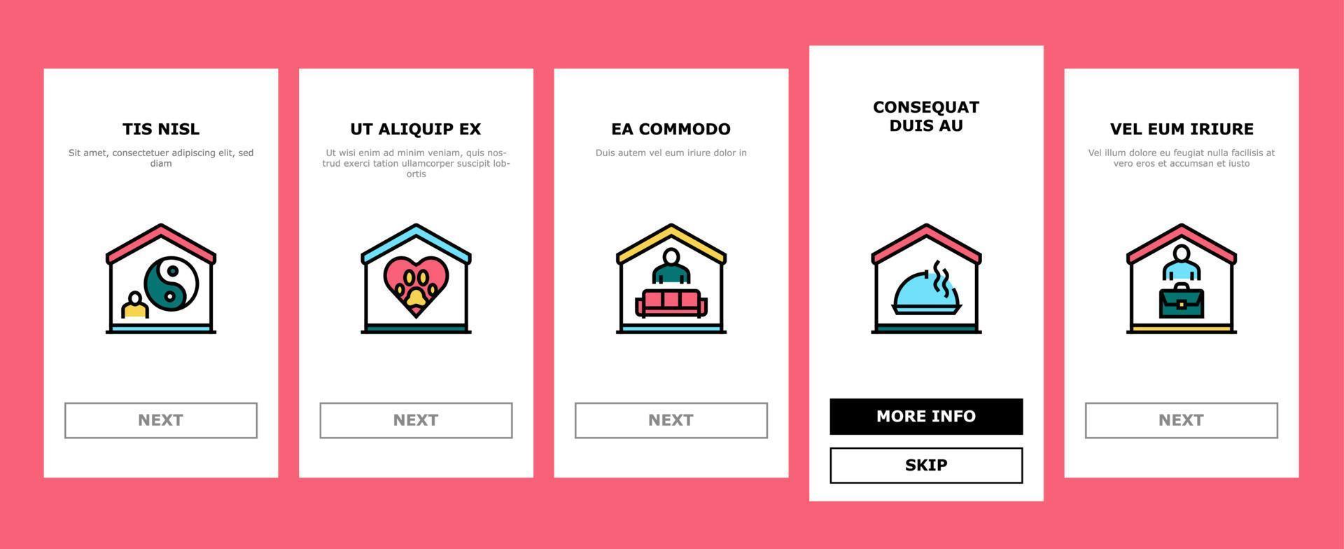 Home Training Course Onboarding Icons Set Vector