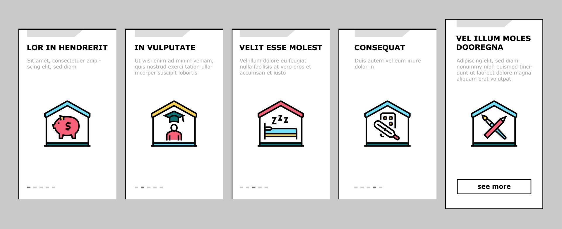 Home Training Course Onboarding Icons Set Vector