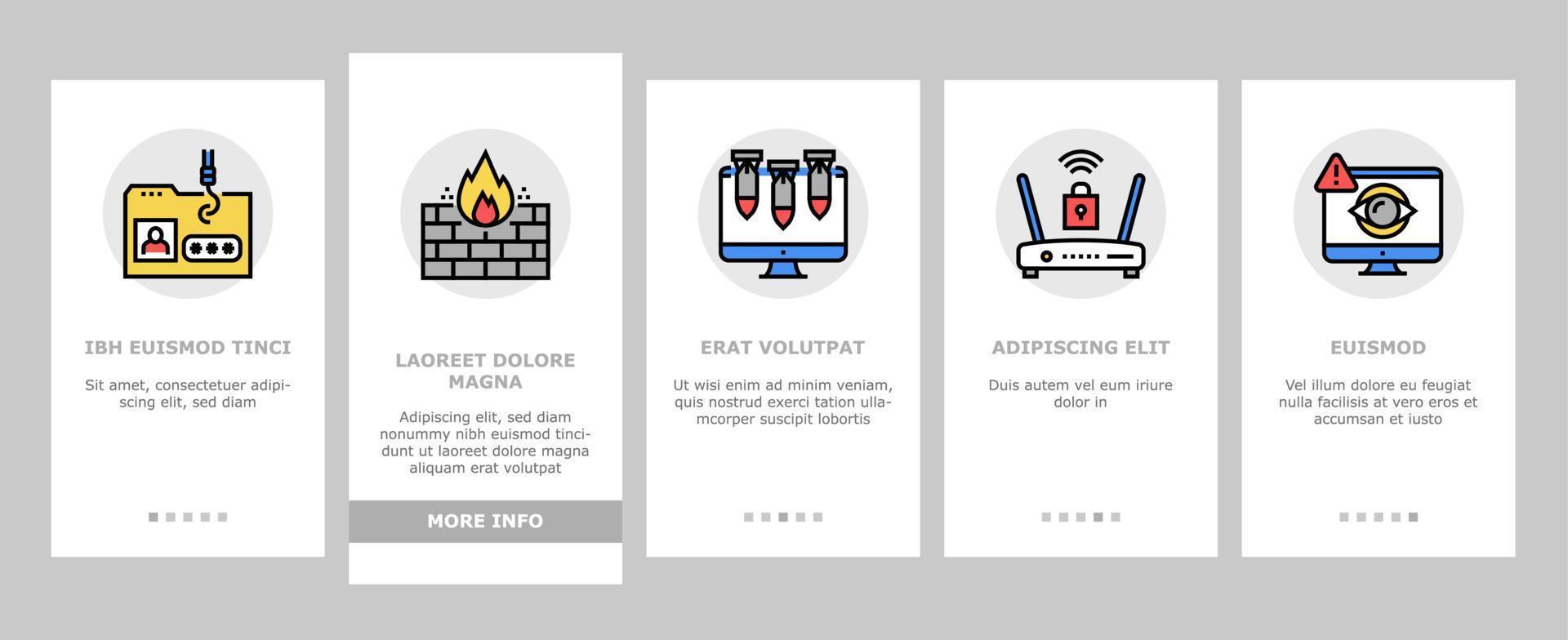Internet Security Onboarding Icons Set Vector