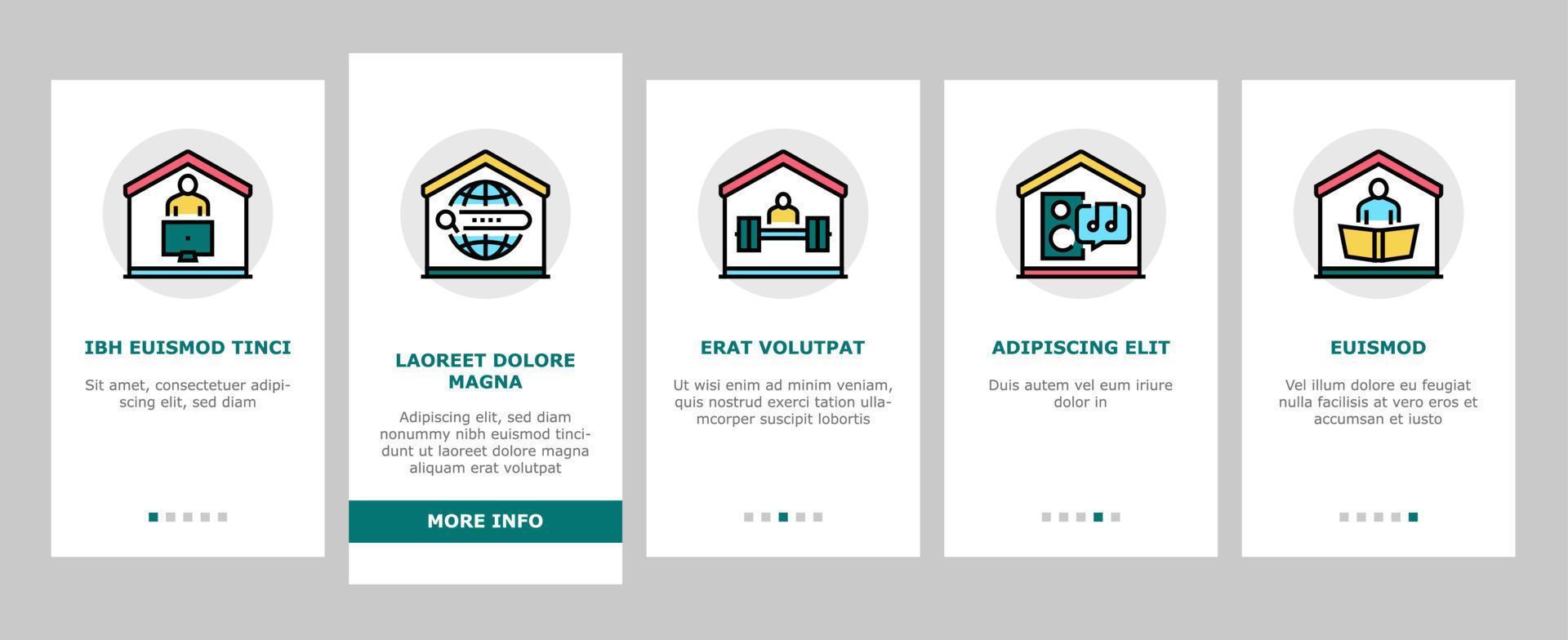 Home Training Course Onboarding Icons Set Vector