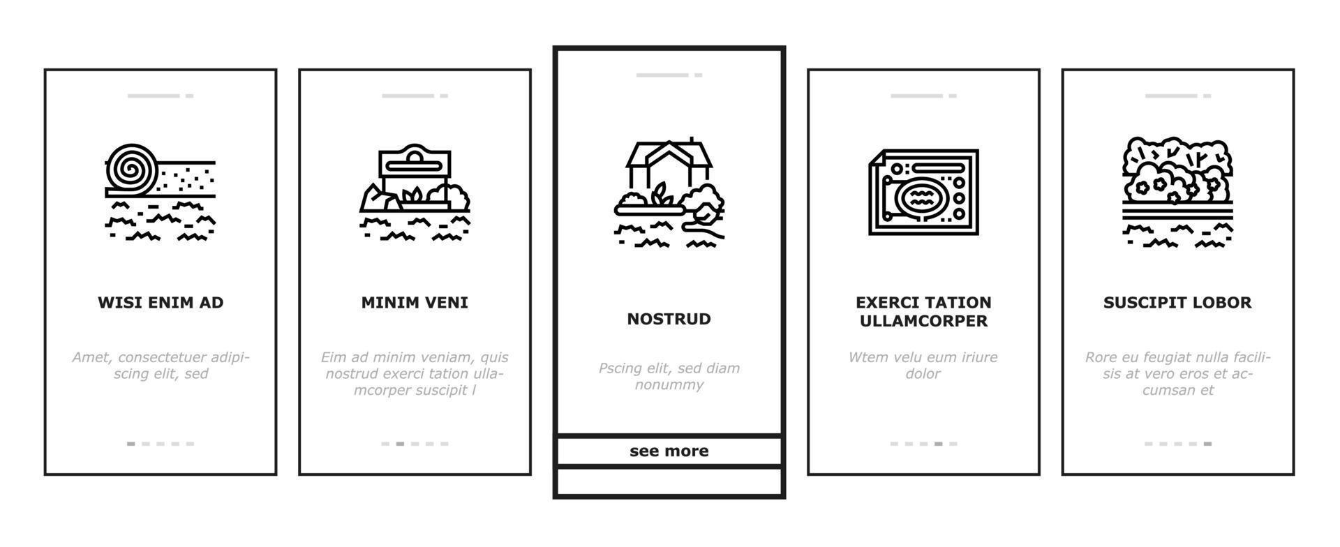 Landscape Design And Accessories Onboarding Icons Set Vector