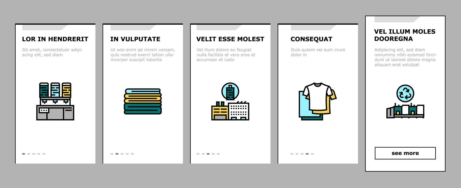 Textile Production Onboarding Icons Set Vector