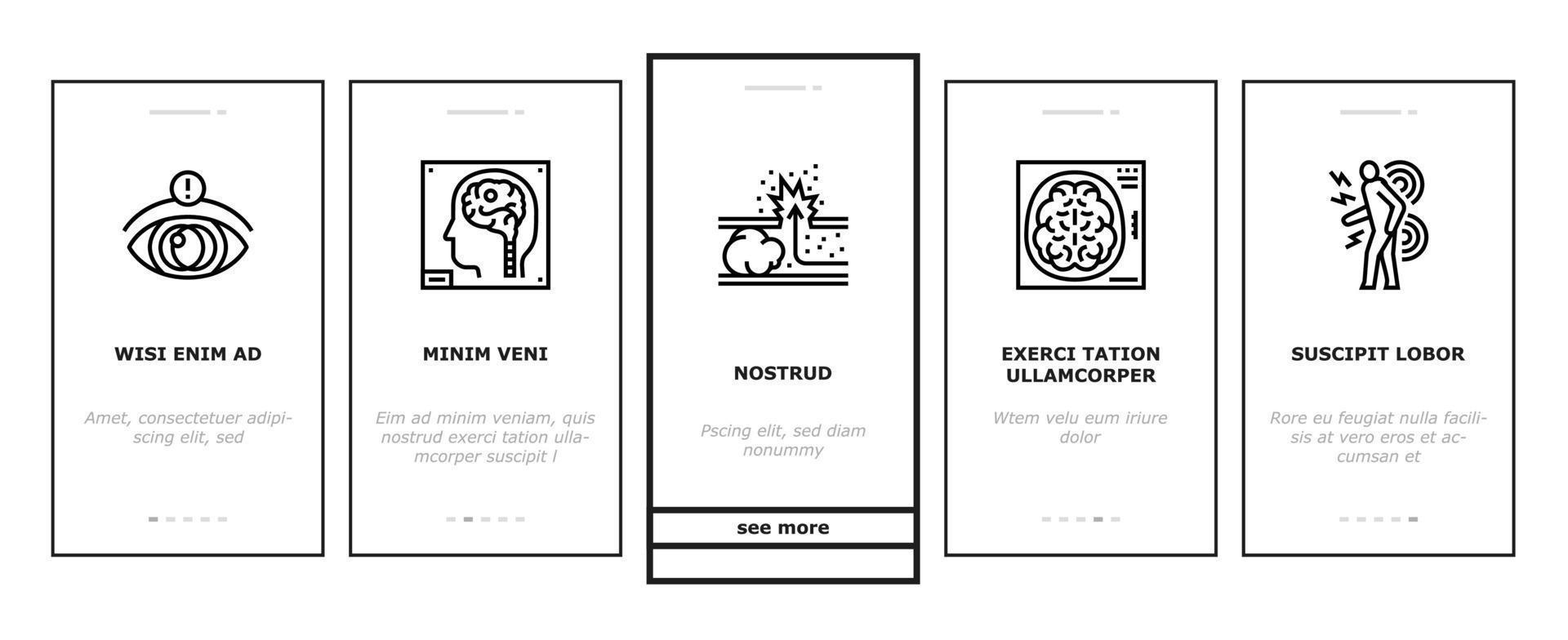 Stroke Health Problem Onboarding Icons Set Vector