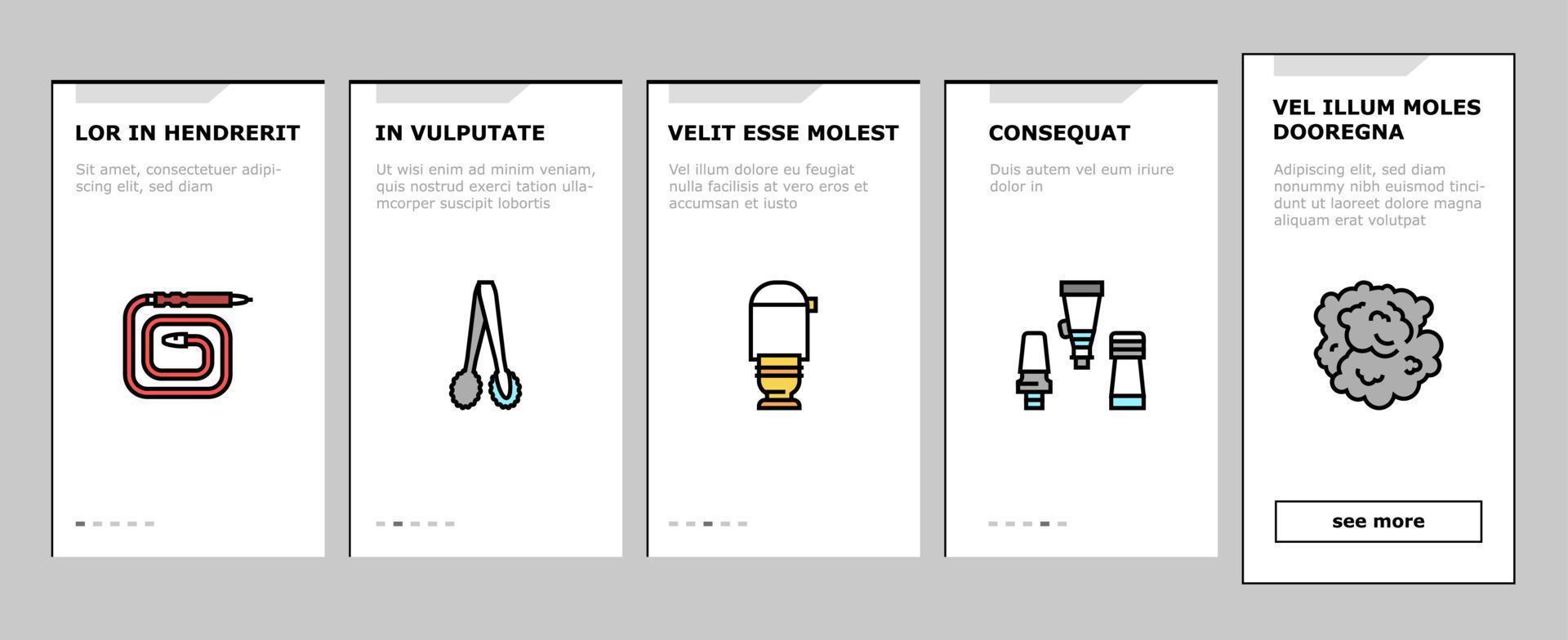 Hookah Tobacco Smoking Onboarding Icons Set Vector