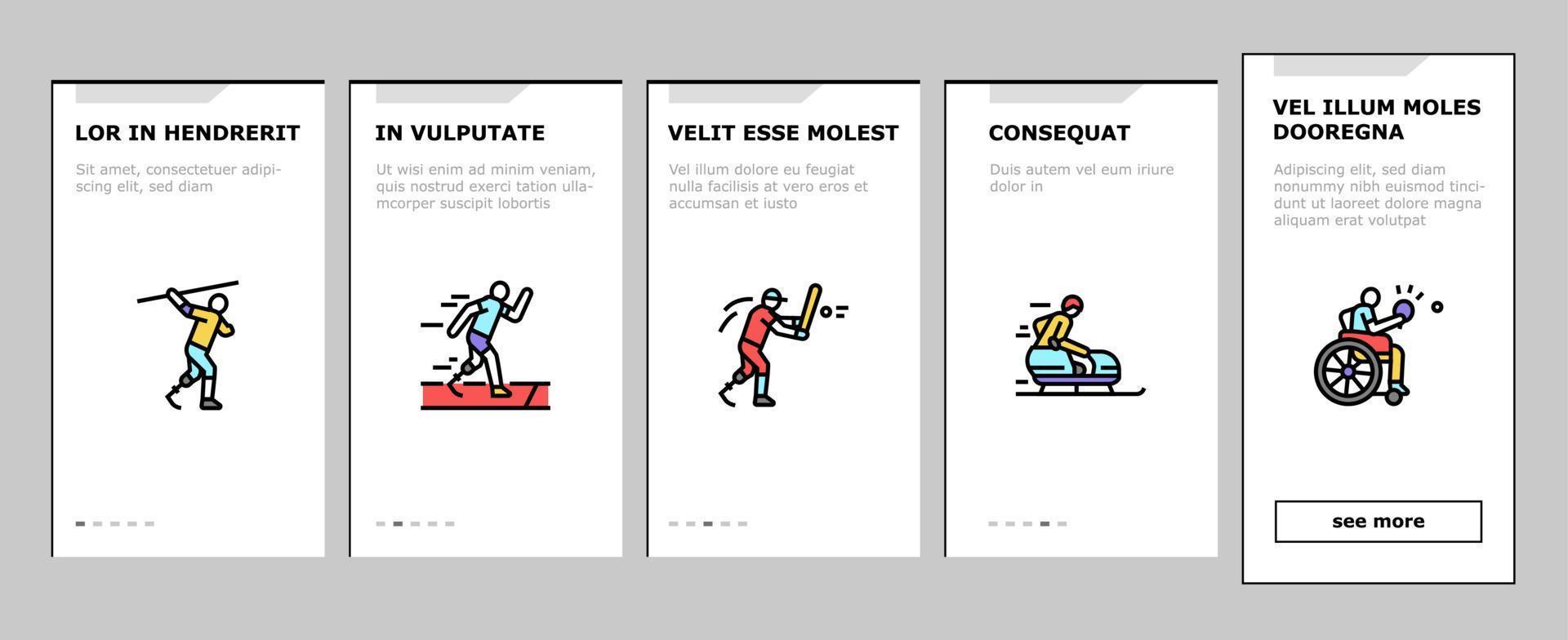Athlete Sport Game Onboarding Icons Set Vector