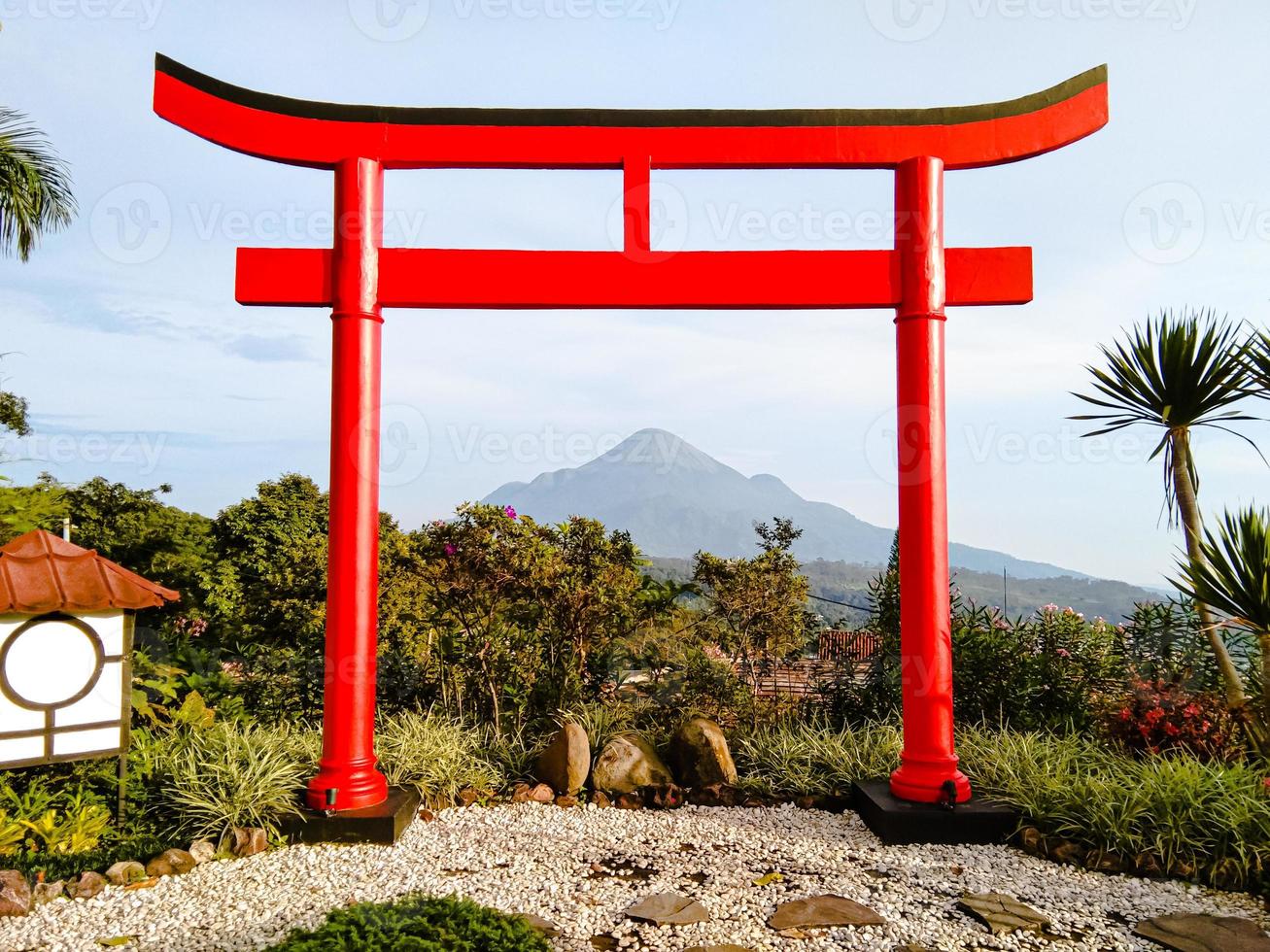 the red torii gate in indonesia photo